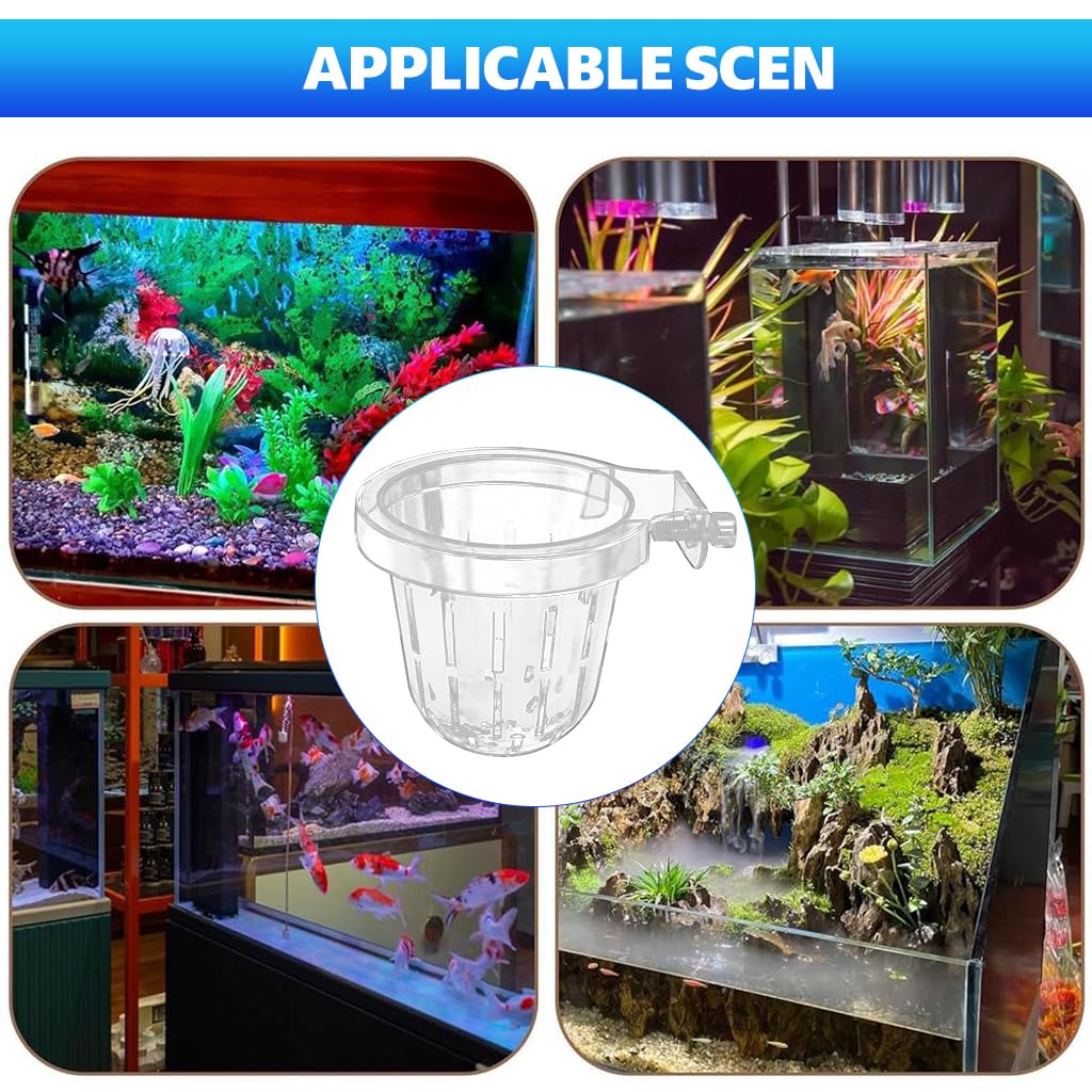 Qpets Hydroponic Plant Pot for Fish Tanks with Screw-Fixed Design and Transparent PC Material