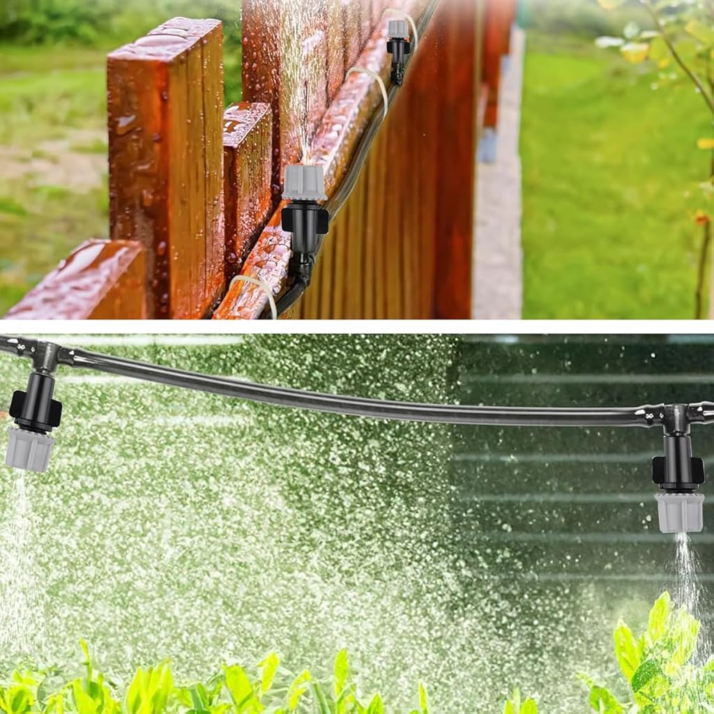 ORTIZA® Automatic Garden Watering System - Slow Drip Irrigation Kit with 10 Tee Connector - Garden Water Dripper for Plant with 10M Long Drip Irrigation Pipe - Outdoor Lawn & Garden Watering Equipment