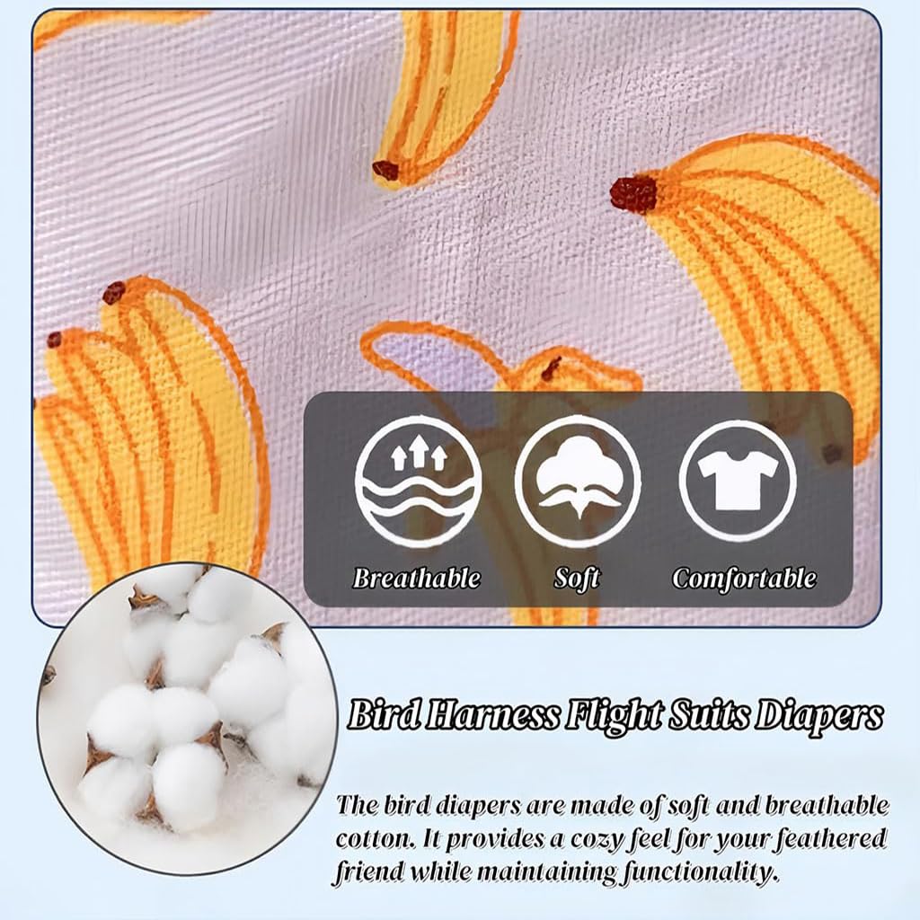 ZIBUYU Parrot Clothes for Budgies with Elastic Straps and Lightweight Washable Fabric | 2Pcs Set