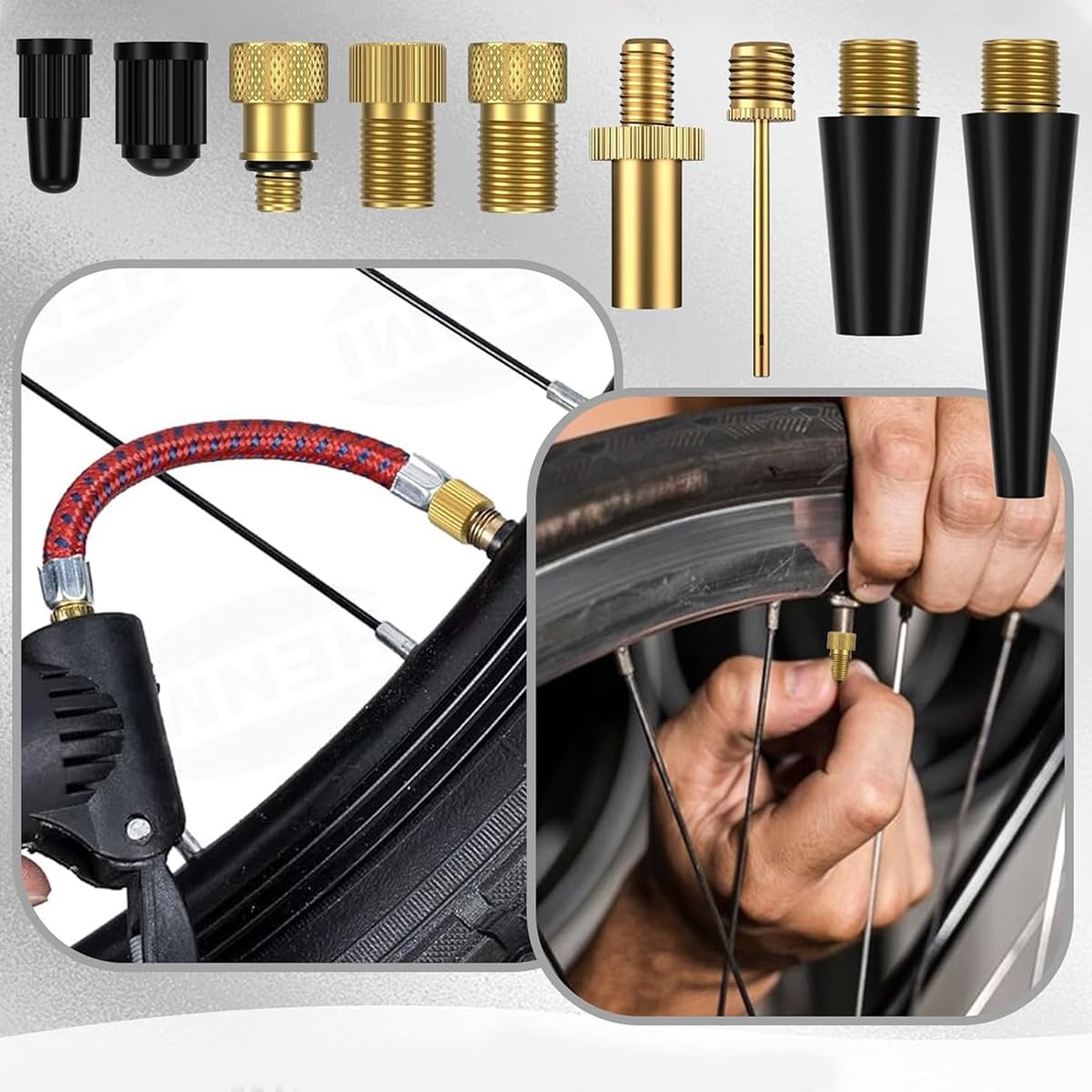 STHIRA Bicycle Valve Adapter Kit for Bikes and Cars with 21 pcs Box Set featuring Copper Build | Includes Pump Needle and Cone Adapters