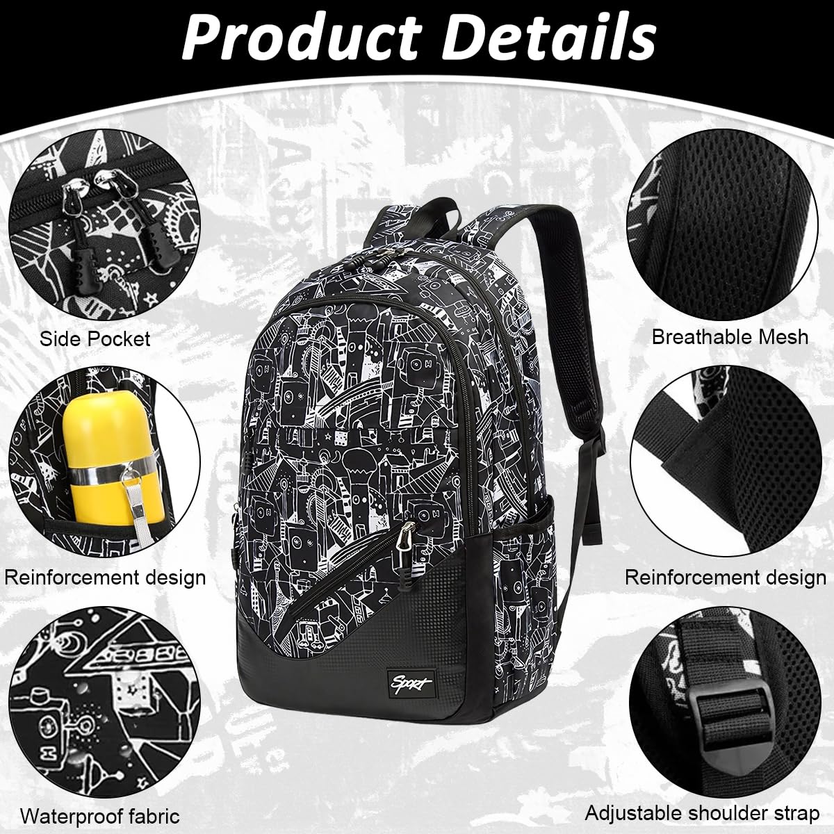 GUSTAVE Backpack for College and Travel with 16-Inch Capacity and Dual Carry Options | Black Nylon