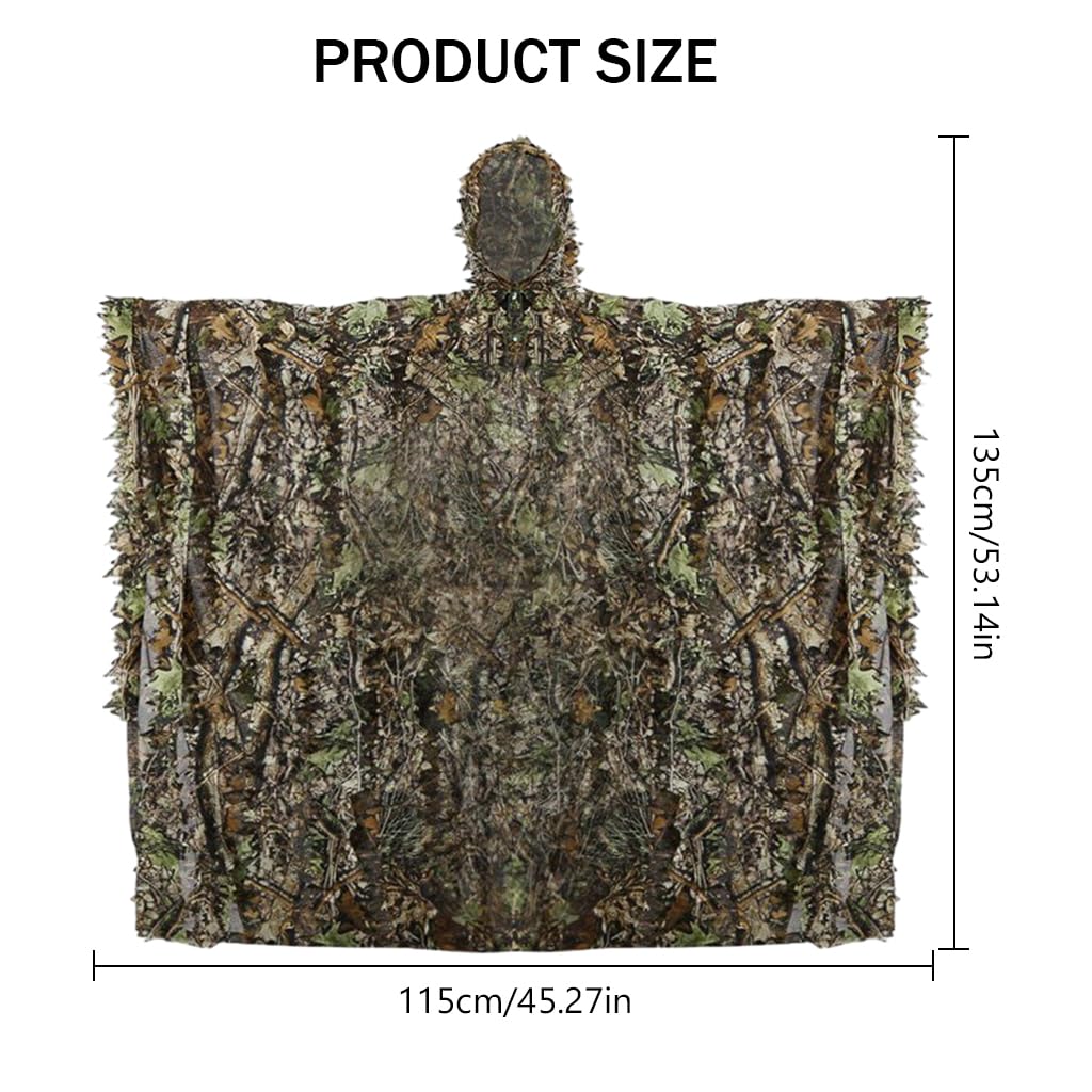 Proberos® Ghillie Suit, 3D Camouflage Hunting Apparel, 3D Leaf Woodland Poncho Ghillie Suit Camouflage Clothing for Hunting Bird Watching Military Training Outdoor Gaming Wildlife Photography