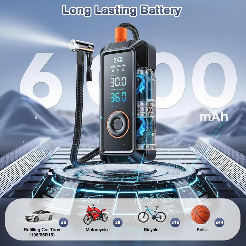 STHIRA Tire Inflator Portable Air Compressor 160PSI for Car and Bike Tires | Cordless Design