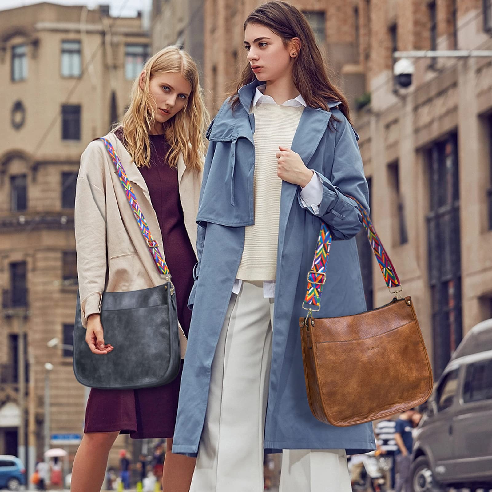 PALAY Tote Bag Women Shoulder Bag Crossbody Bag with Detachable Wide Shoulder Strap PU Tote Bag Sling Bag for Women Tote Bag for Daily, Commuting, Travel, Vintage Brown Tote Bag