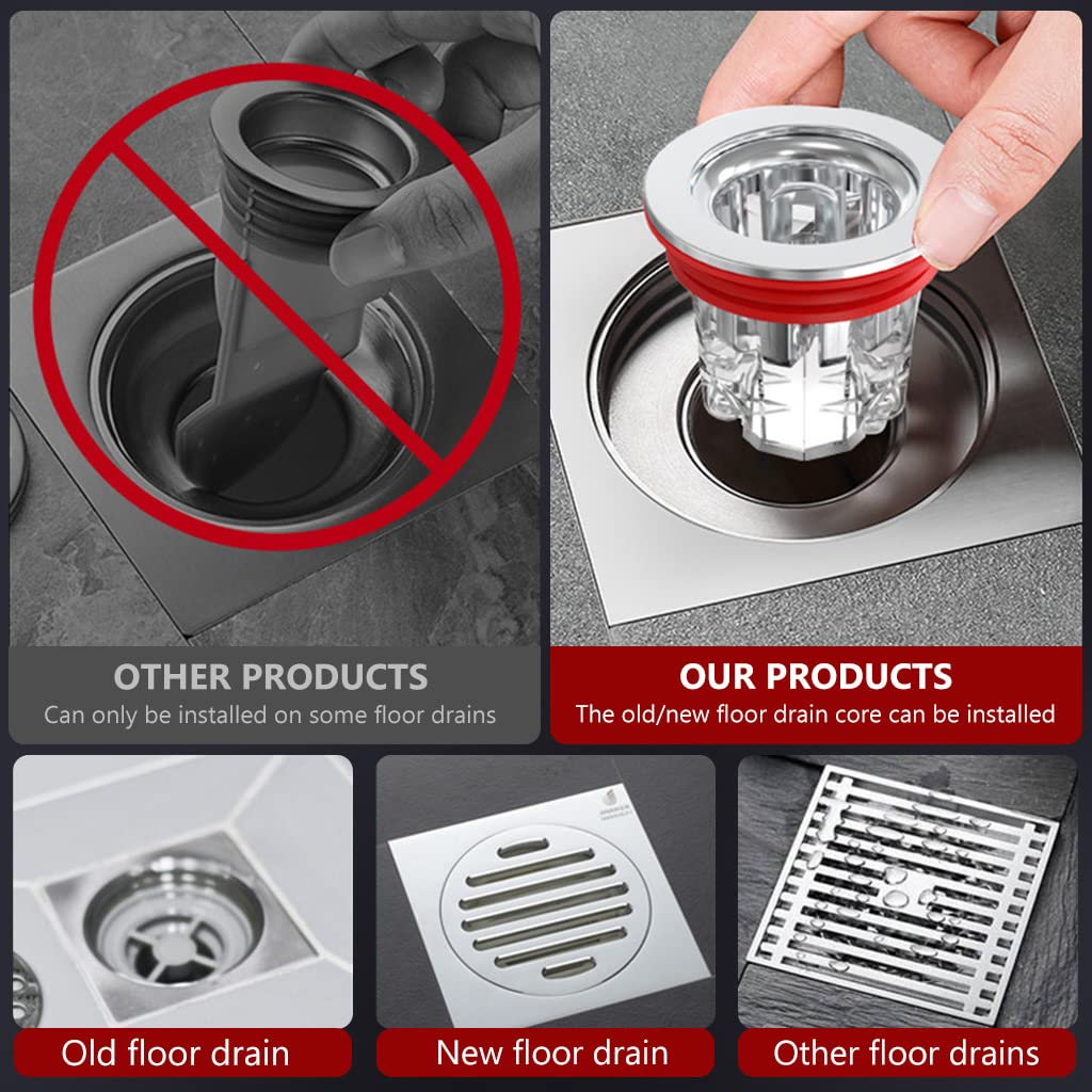 HASTHIP Floor Drain Plug for Shower and Kitchen with Magnetic Valve Lid and 3 Adapter Rings