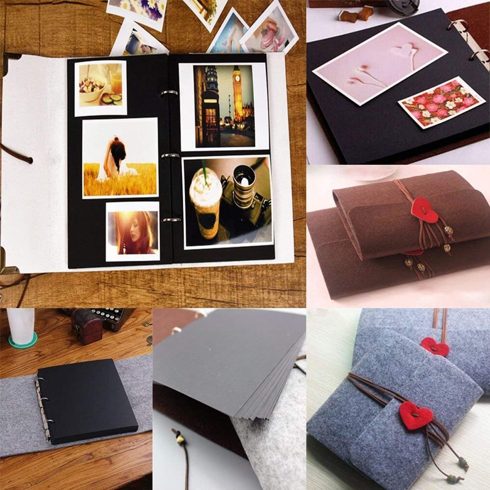 HASTHIP Photo Book Album for DIY Scrapbooking with 30 Sheets 360° Rotation Felt Cover | 7.5 x 6.9 in Set