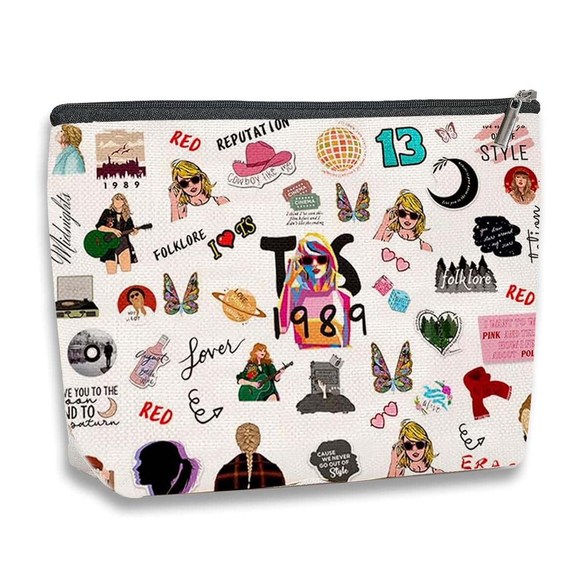 MAYCREATE Makeup Bag for Travel and Daily Use with Linen Fabric and Taylor Print | Stylish Gift for Women and Girls