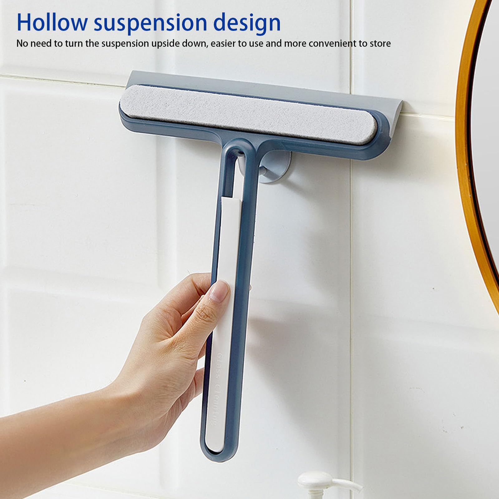 HASTHIP Glass Cleaning Wiper for Windows and Mirrors featuring DualSided Design with Ergonomic Handle | BlueWhite 4in1 Set for Home Office & Car