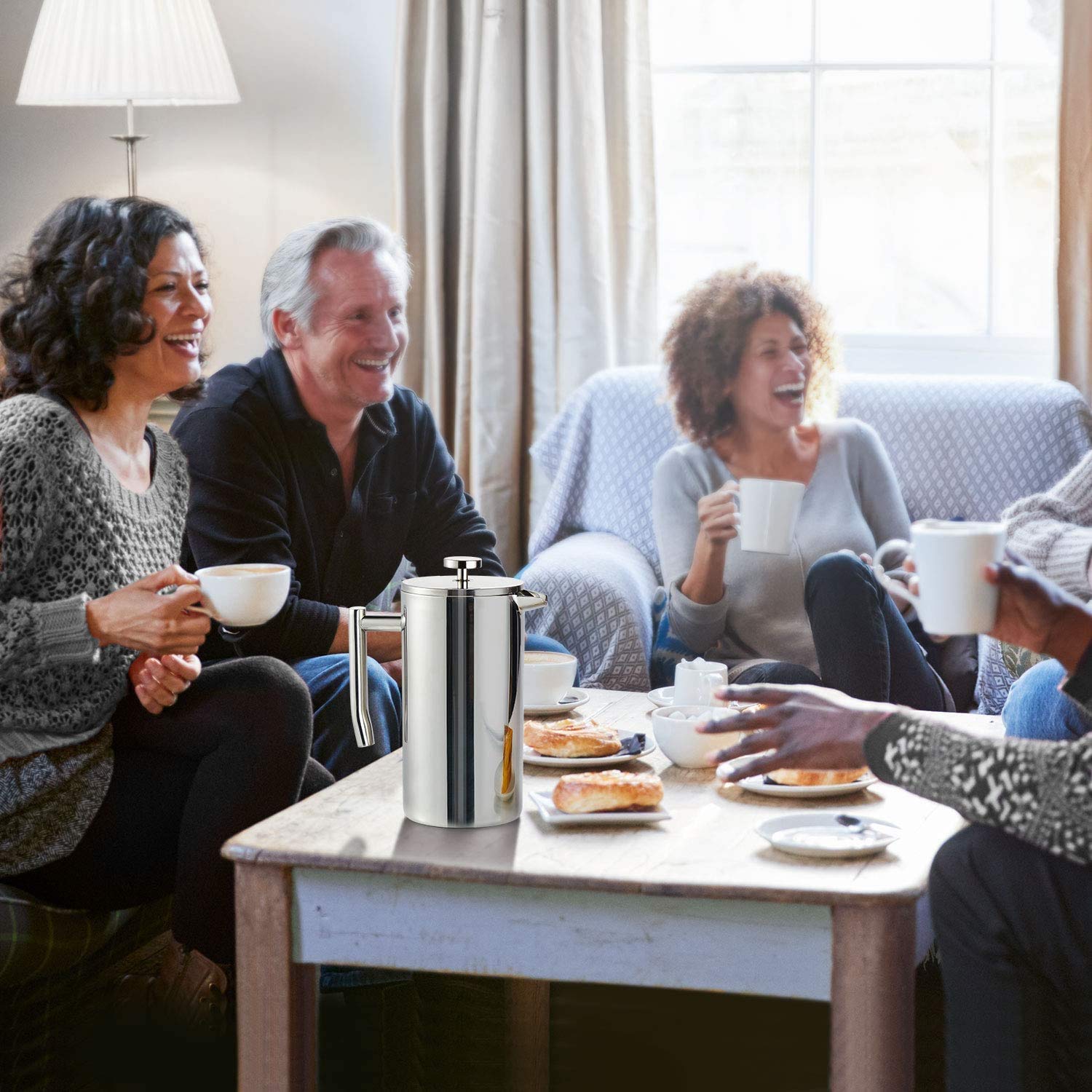 Supvox French Press Coffee Maker 800ML with 4 Level Filtration and 304 Stainless Steel Body