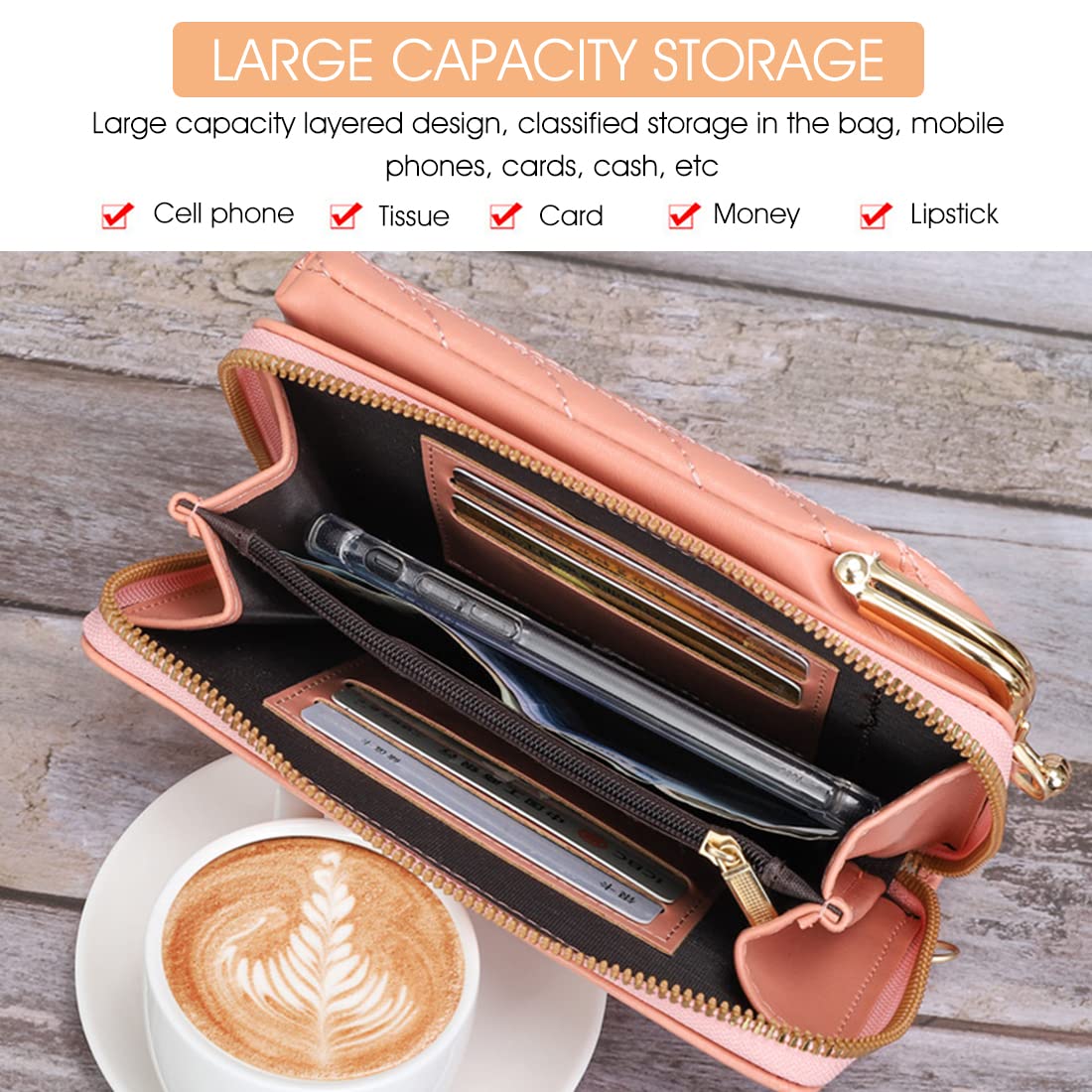 ZIBUYU Mobile Sling Bag for Women Stylish Latest Shoulder Sling Bags for Girls Designer Cross Body Bag Small Phone Bag PU Leather Sling Bags for Women Gift for Girls - Black