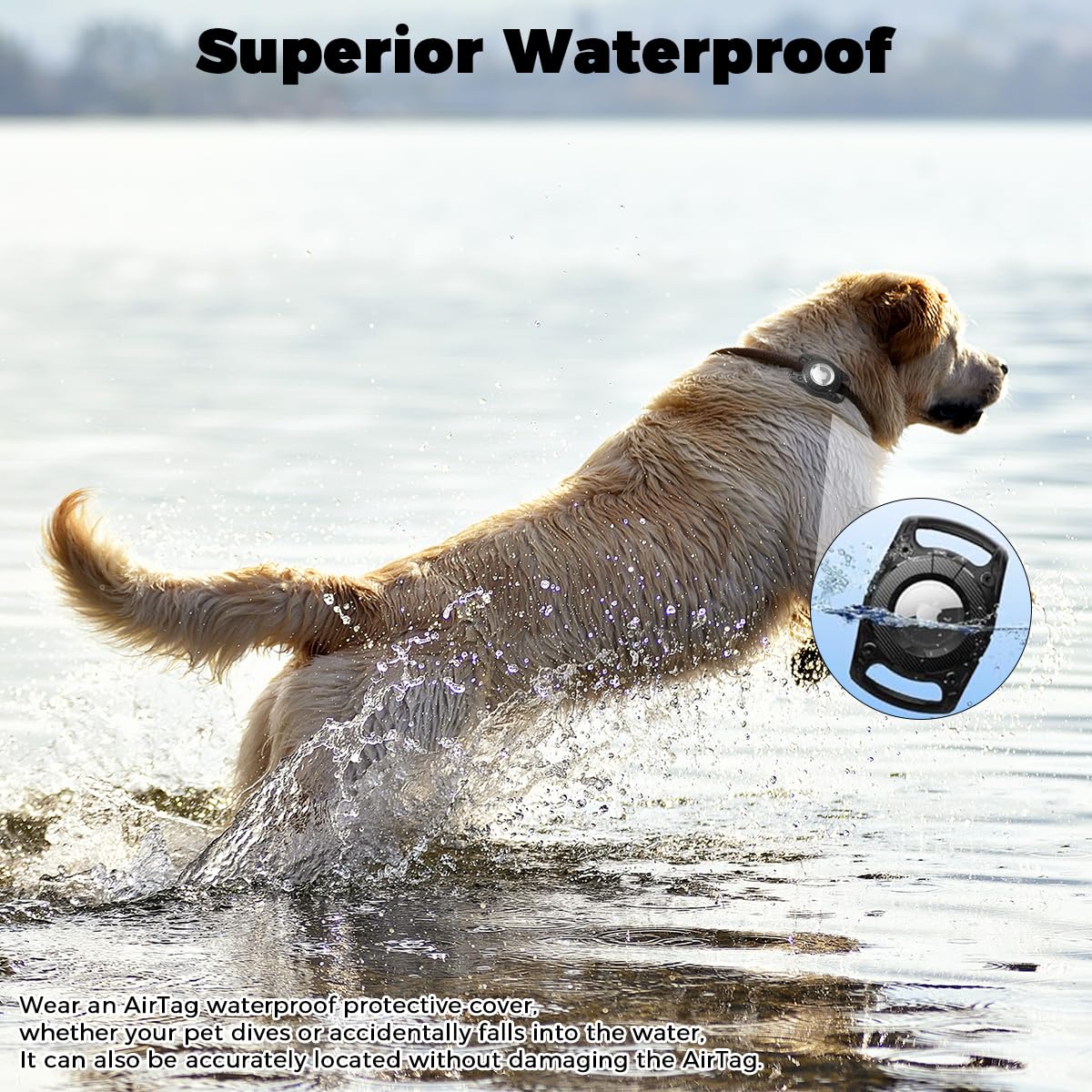 ZORBES Airtag Case for Dog Collar with IPX8 Waterproof Seal and Screw-Lock TPU Design