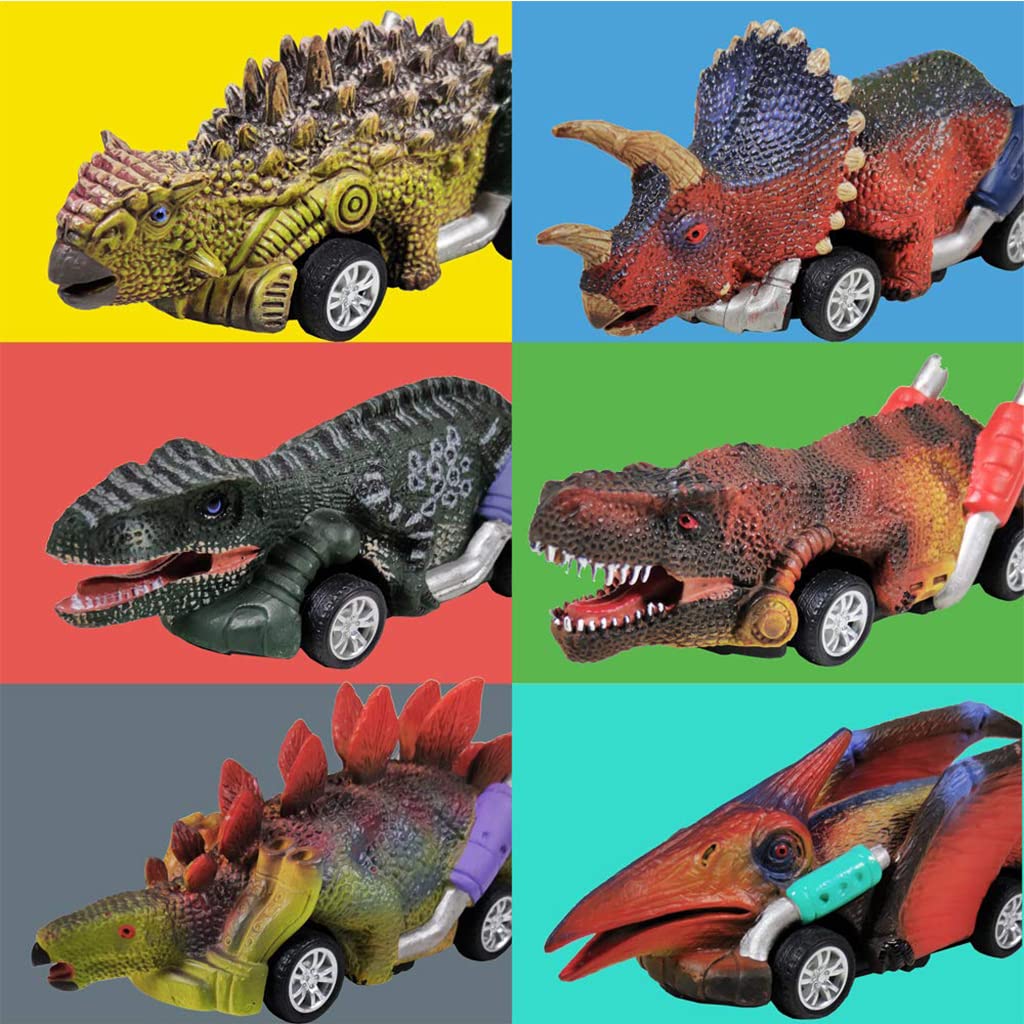 PATPAT® Pull Back Dinosaur Car Toys for Dino Toys Kids 3 Year Old Boys and Toddlers for Birthday Christmas Gift Dinosaur Games for Boy Girls of Age 1 - 6 (Multicolour, 6 Pieces)