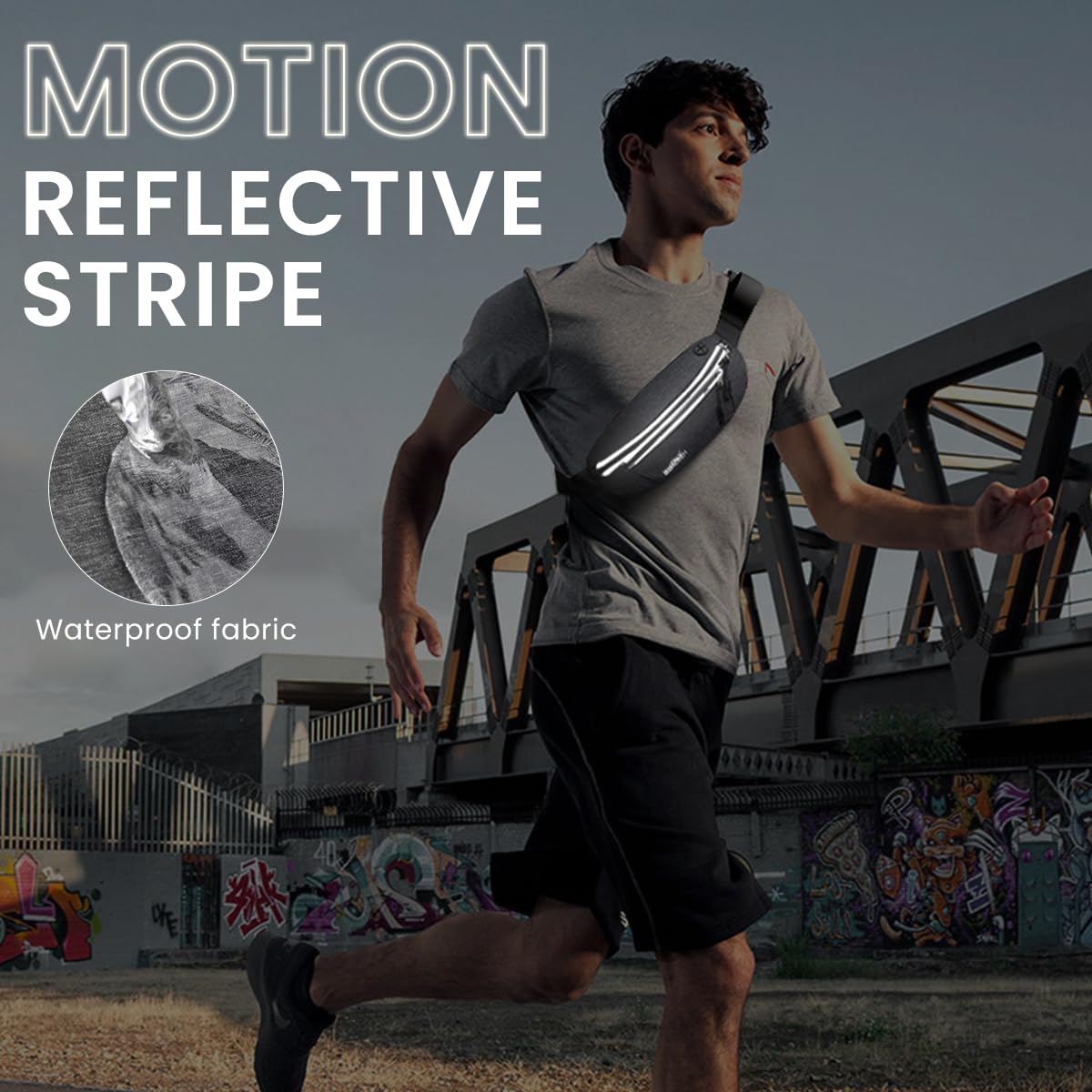 Venzina Waist Bag for Running with Double Layer Compartments and Earphone Hole | Waterproof Nylon Pack for Men and Women