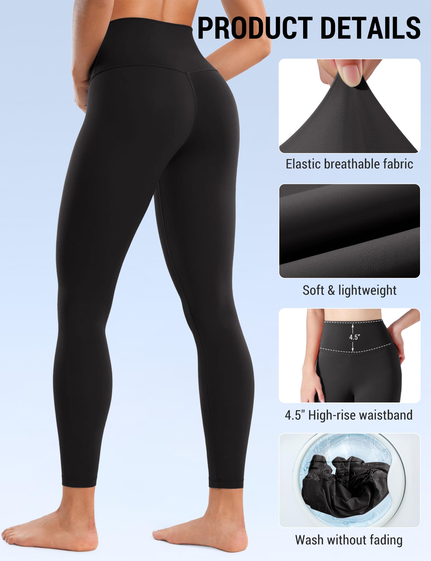 Venzina Yoga Pants for Women with High Waist Tummy Control and 4 Way Stretch | Black Leggings
