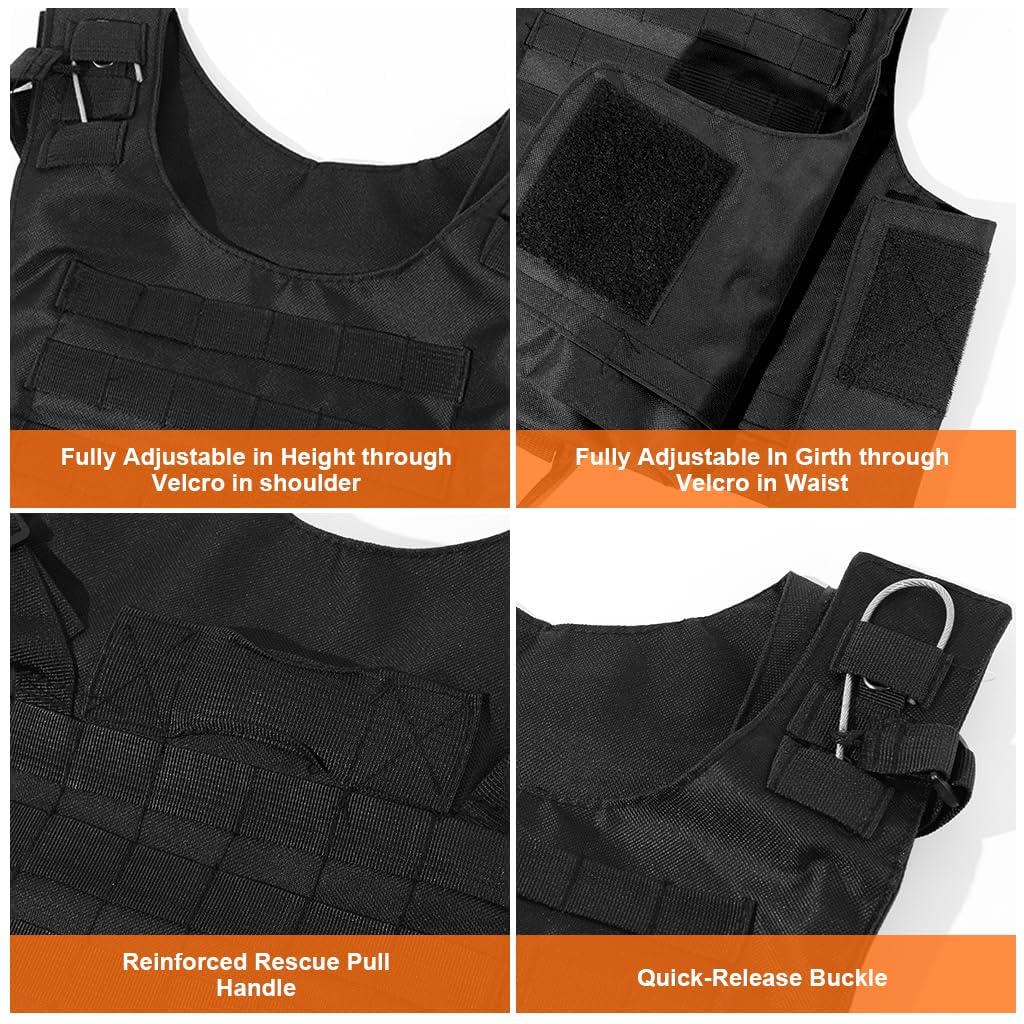 Optifit Tactical Vest for Outdoor and Airsoft Use with 4 Pouches and Walkie Talkie Pouch | Adjustable Modular Design for Men and Women