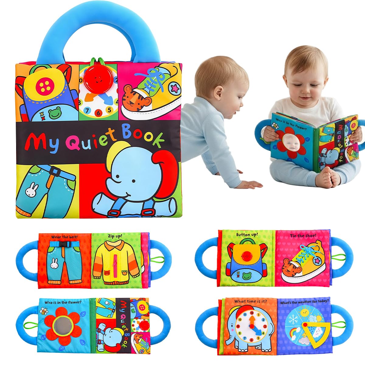 SNOWIE SOFT Cloth Books for Babies with 3D Animal Tails and Crinkle Pages | Educational Sensory Toy