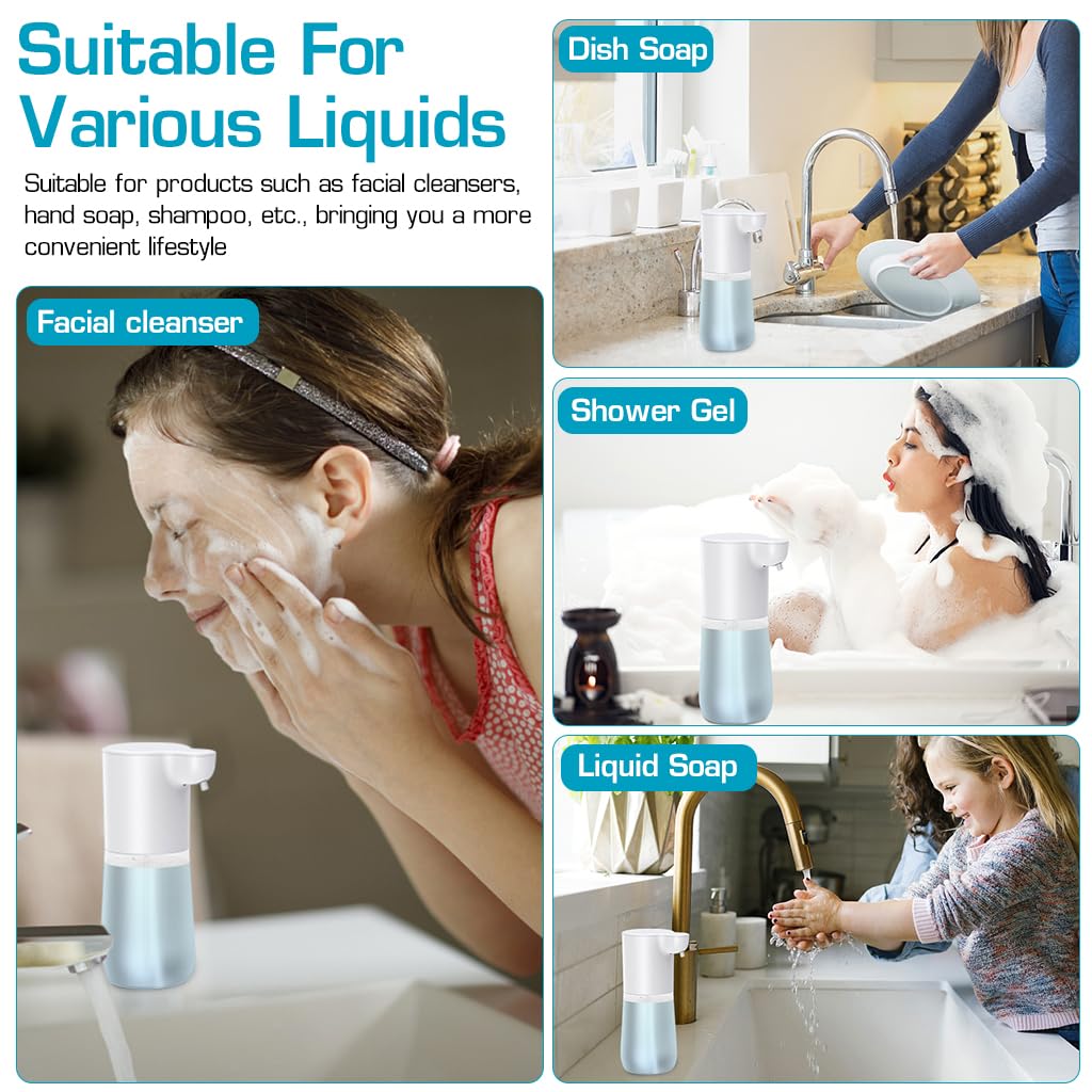 HANNEA Automatic Soap Dispenser for Kitchen and Bathroom with 600ml Tank featuring Motion Sensor & USB Rechargeable Battery