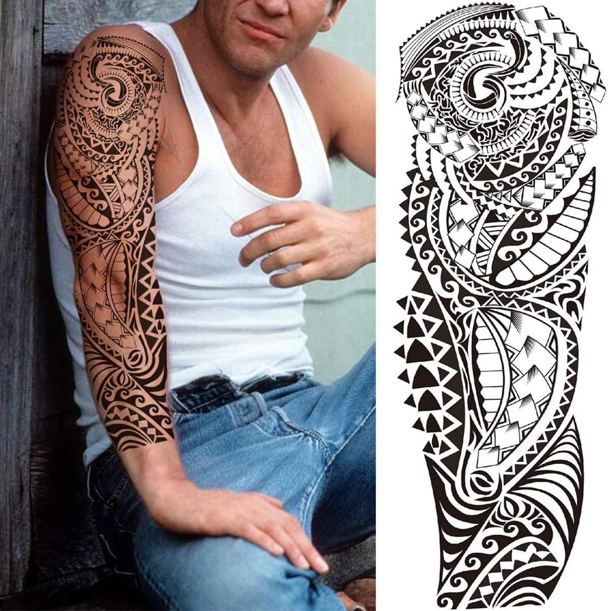 MAYCREATE® 6 Sheets Temporary Tattoos for Arm, Legs, Large Sleeve Waterproof Temporary Tattoo Stickers for Men Women, Theme Temporary Tattoo for Party, Club, Perform, Special Makeup