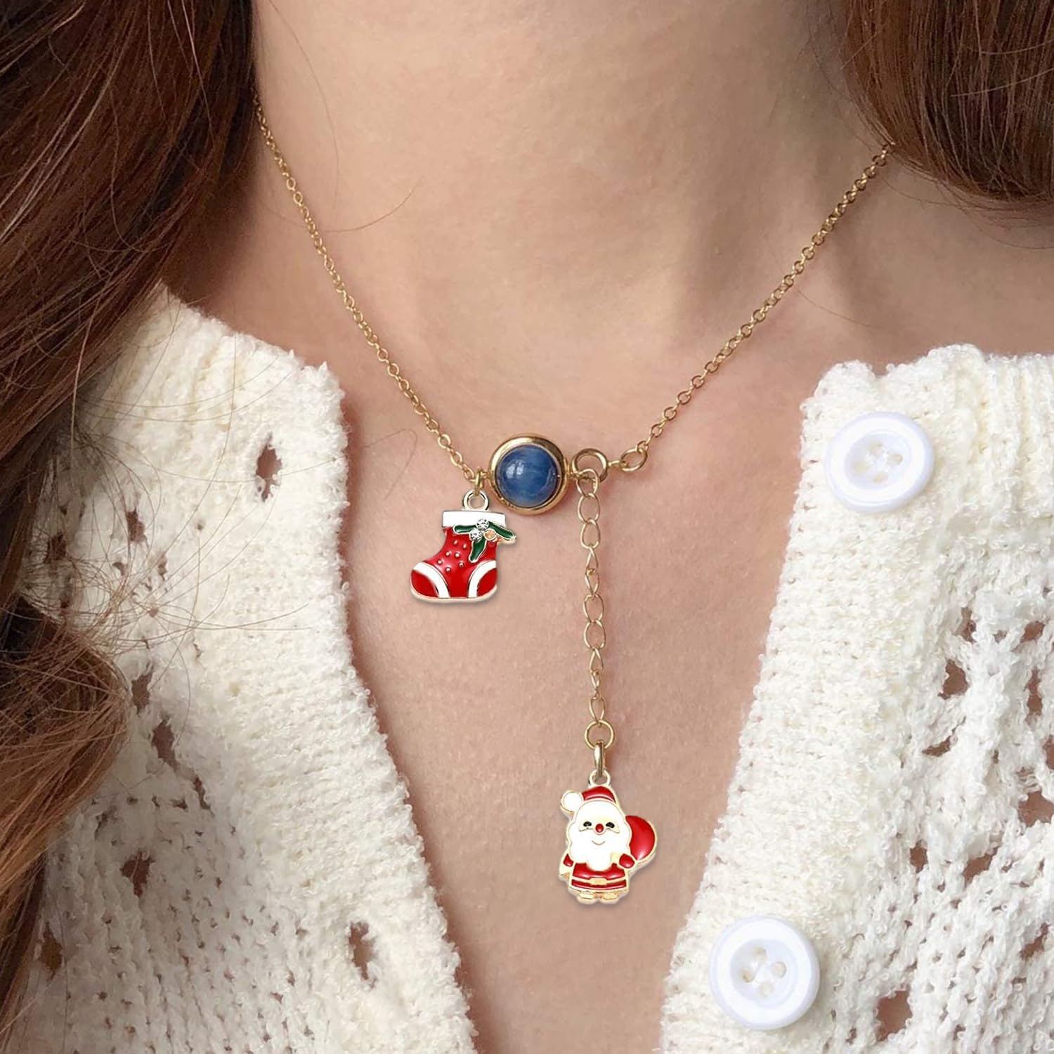 SANNIDHI Christmas Charms Pendants Set for DIY Jewelry Making with 40 Gold Plated Enamel Pieces | Ideal for Earrings Bracelets and Gifts