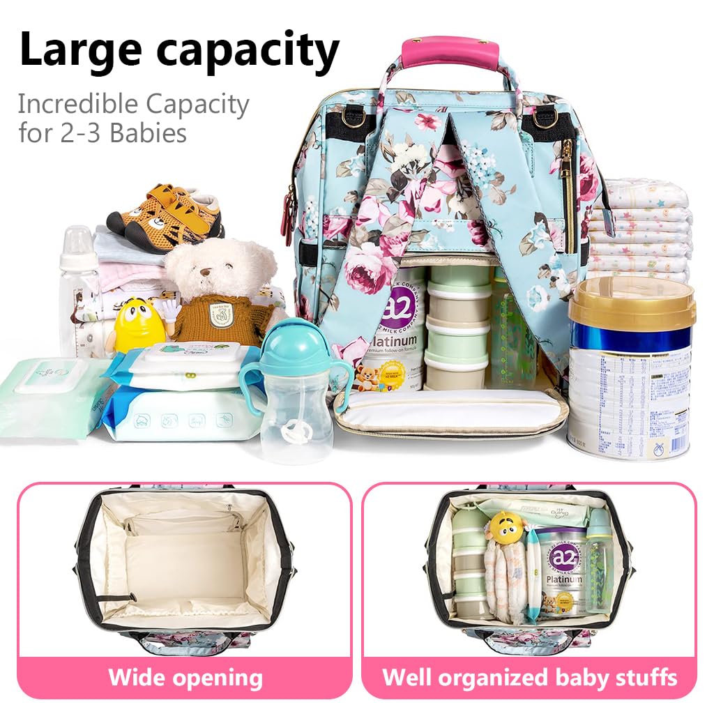 SNOWIE SOFT Diaper Bag Backpack Set of 4pcs for Travel with 11.8x9.0x15.7 in Large Capacity | Polyester Maternity Use