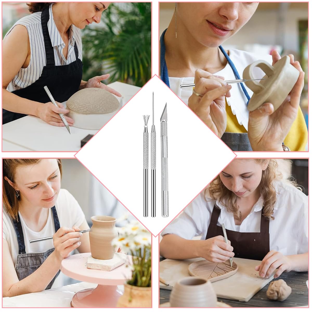 HASTHIP Clay Sculpting Toolkit for Polymer and Air Dry Clay with 14 Tools | Stainless Steel & Acrylic Set for Artists and DIY Craft