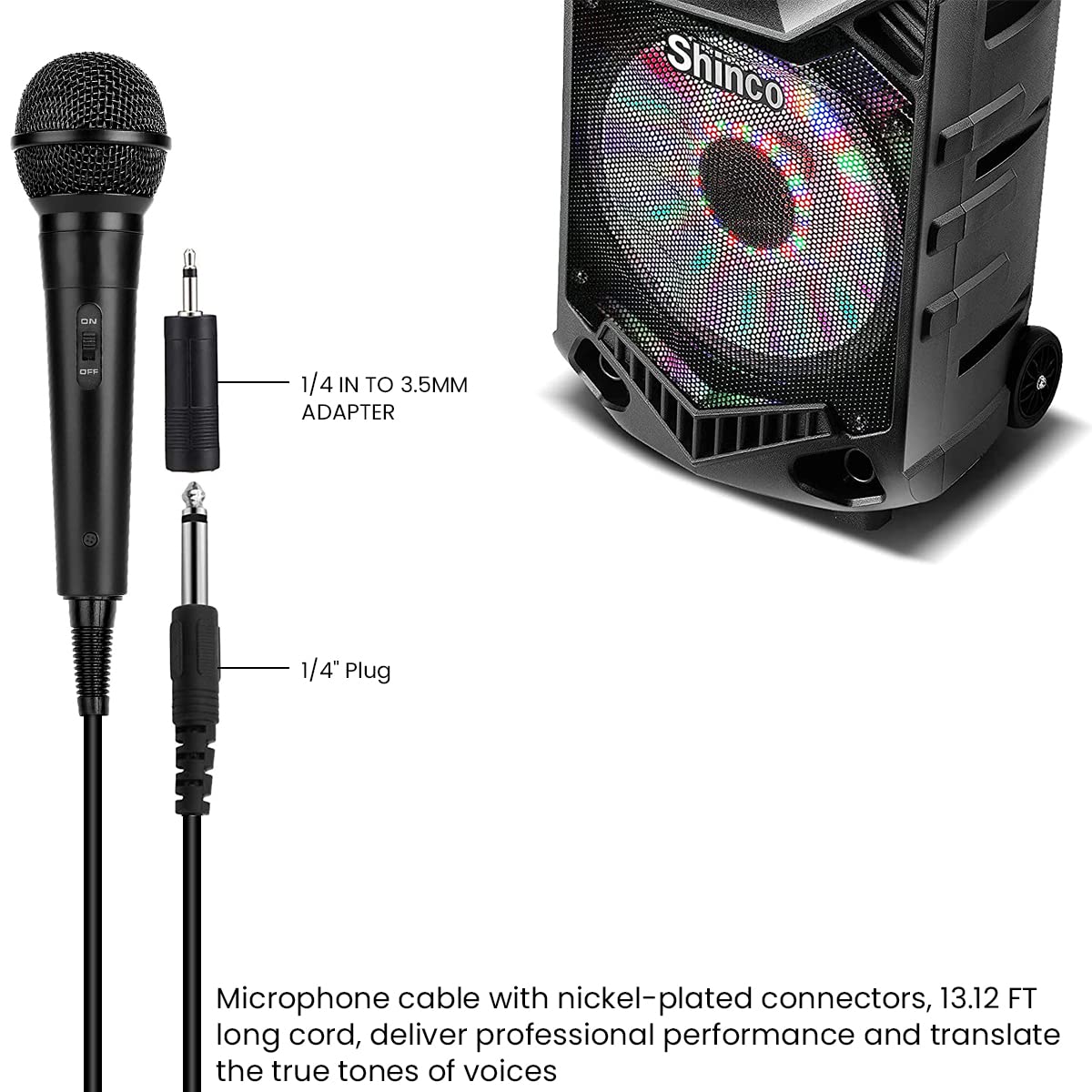 ZORBES Handheld Wired Microphone with 11ft Cable and ON Off Switch for Karaoke | Speech