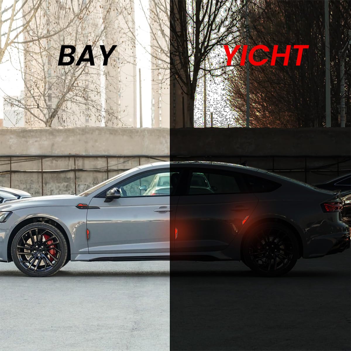 STHIRA Car Bumper Protector Guard 4Pcs for Anti Collision with Self Adhesive Design | Red Reflective Geometric Stickers