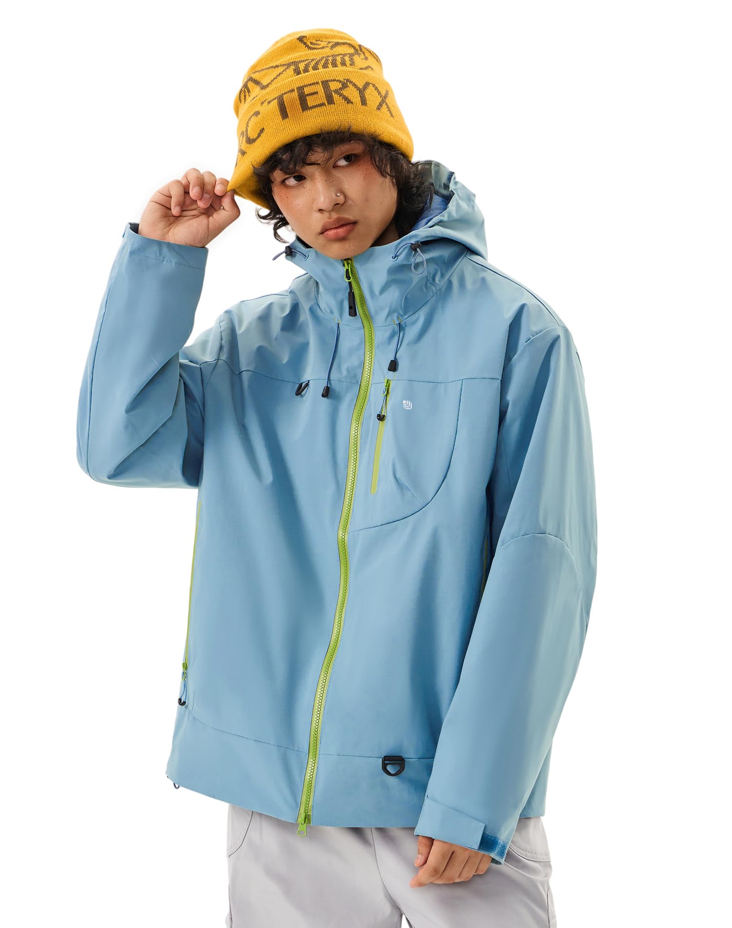 Venzina Men's Waterproof Rain Jacket for Urban Commuting with Breathable Color Block Design