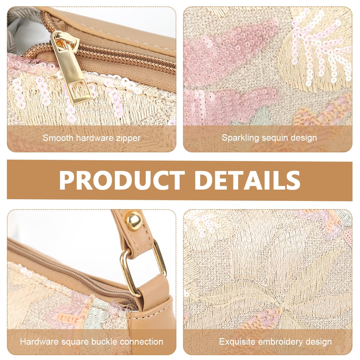 PALAY Shoulder Bag for Women with Beaded Floral Sequin Design 28x6x15cm | Elegant Evening Handbag