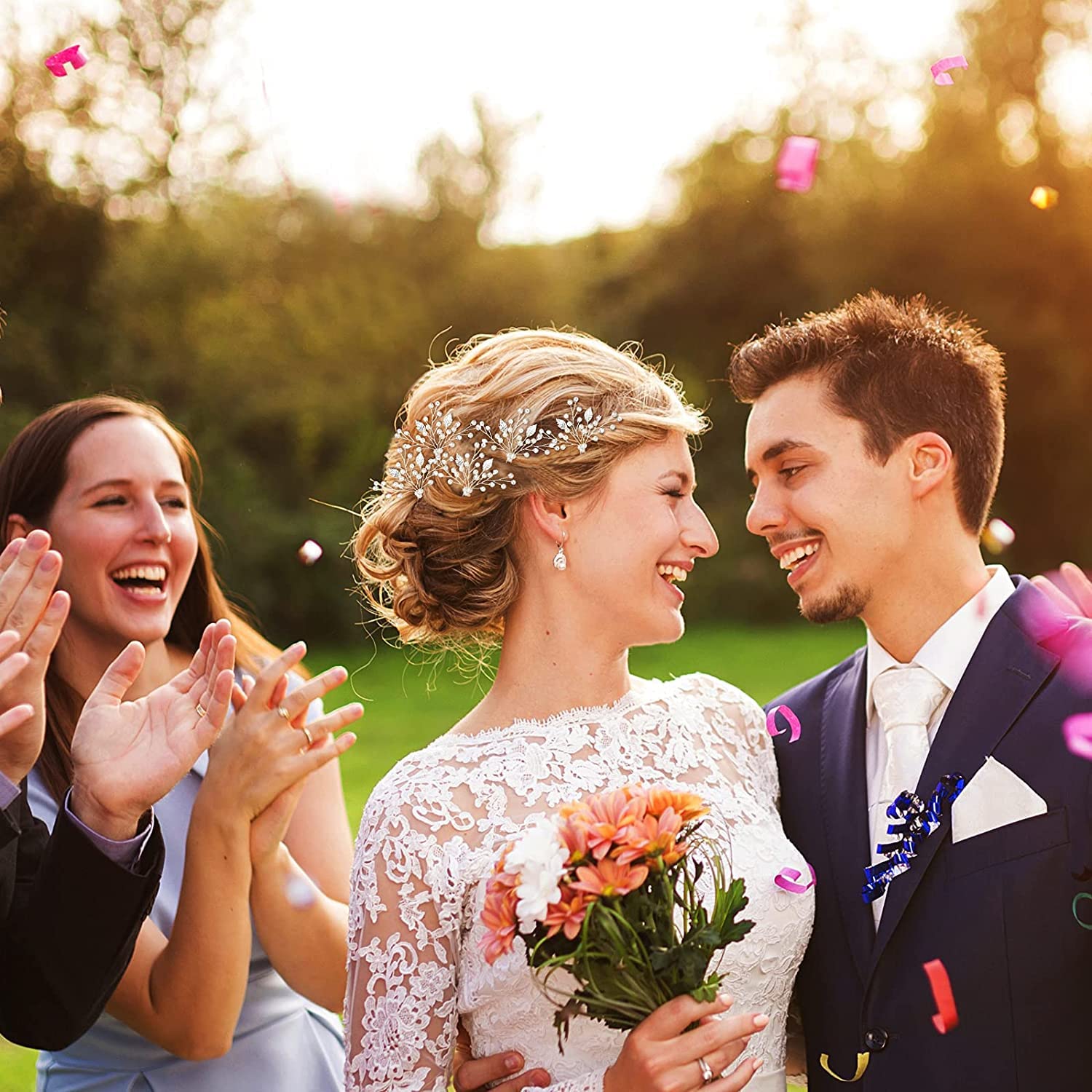 SANNIDHI Bridal Hair Pin Set for Wedding with Pearl and Crystal Design | 10PCS for Bride