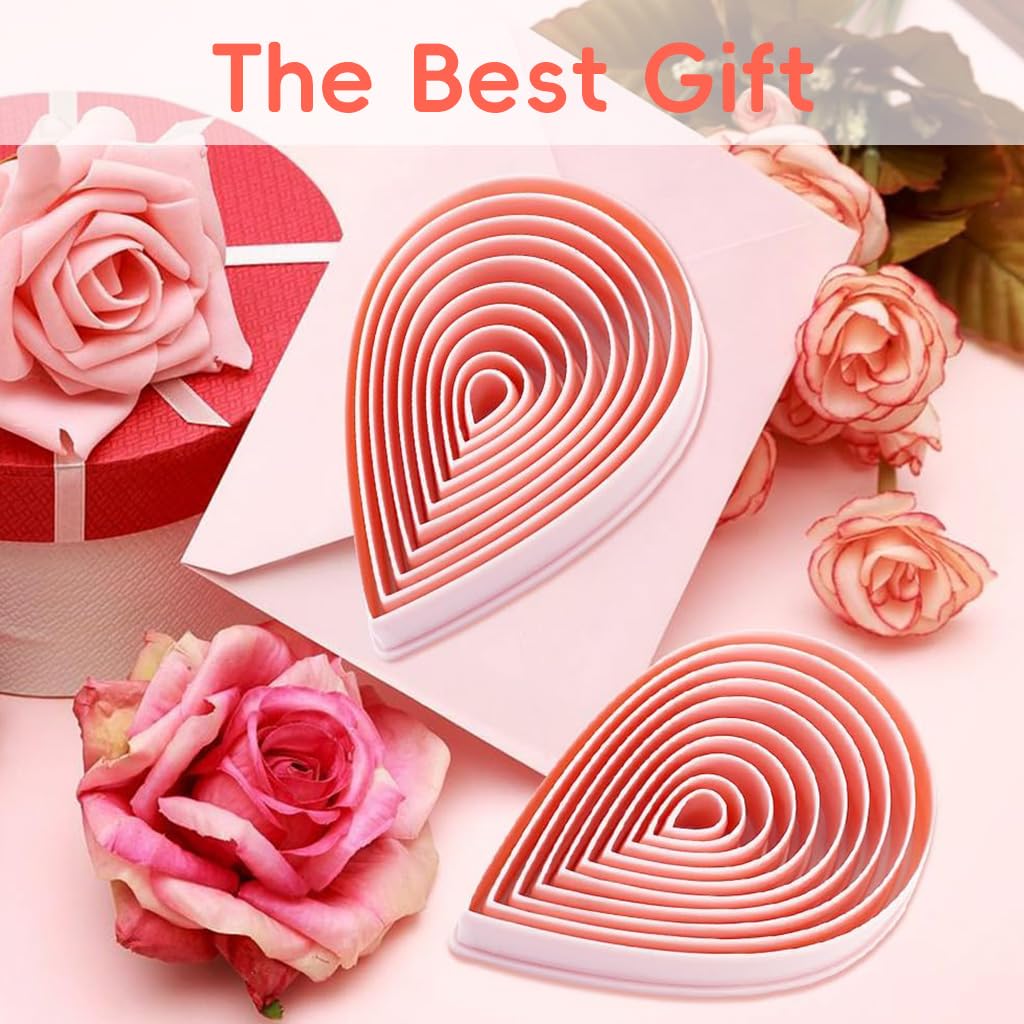 Supvox Fondant Rose Petal Cutters for Cake Decorating with 10 Sizes and Easy Demold Design | Food Grade PP