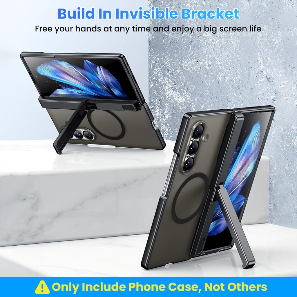 Zibuyu Galaxy Z Fold 7 Phone Case with Hinged Kickstand and Matte Finish | Supports Magnetic Wireless Charging