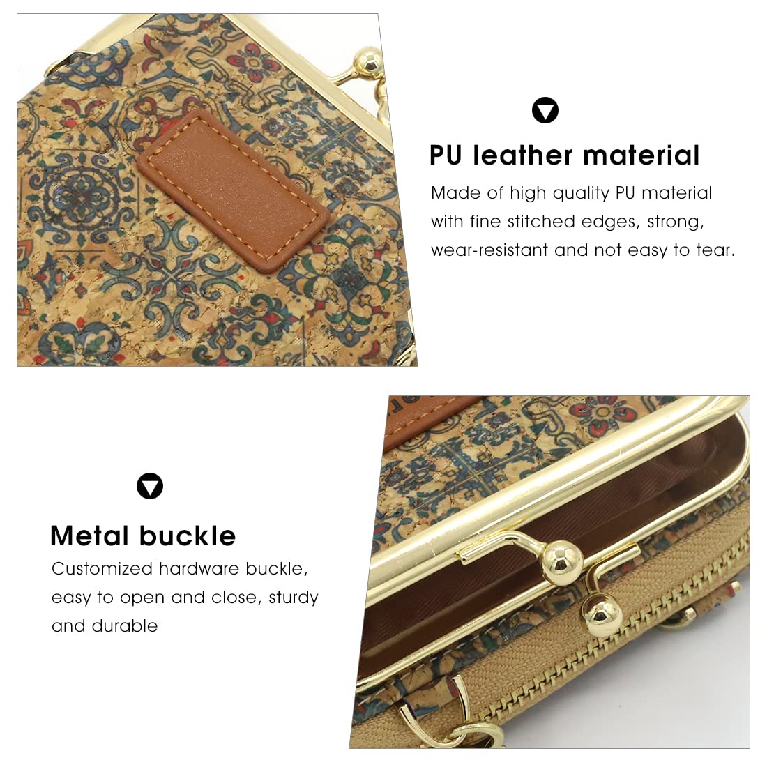 PALAY Crossbody Phone Bag for Women with 19x11x5cm Multi Layer Storage and Beige Art Print