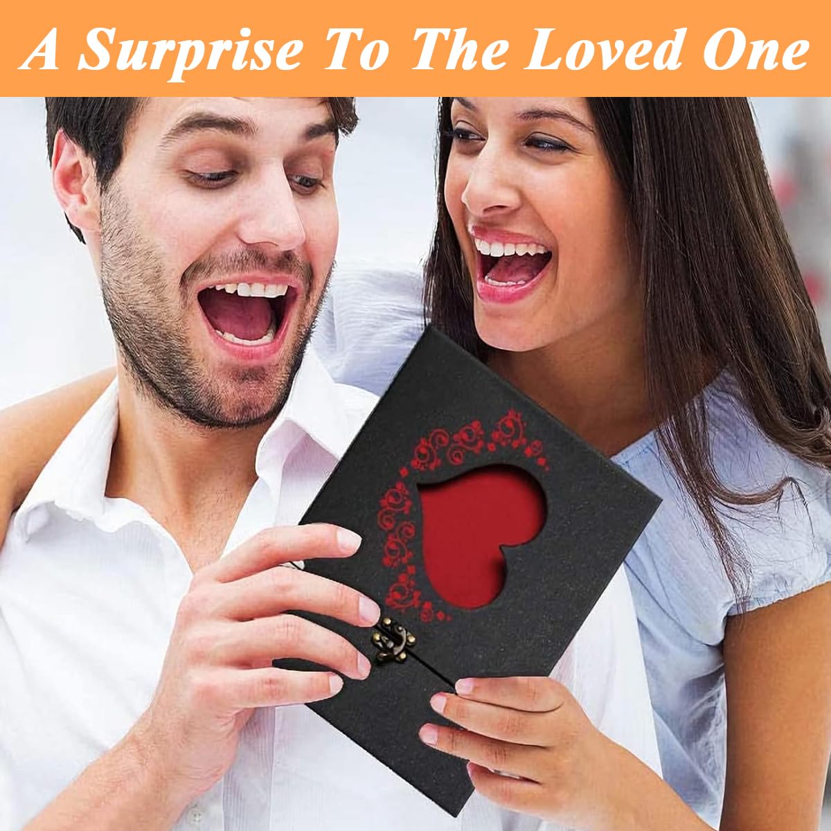 HASTHIP Romantic DIY Scrapbook Album for Weddings and Anniversaries with 30 Black Pages | Heart Shaped Cover Holds 120 7 inch Photos