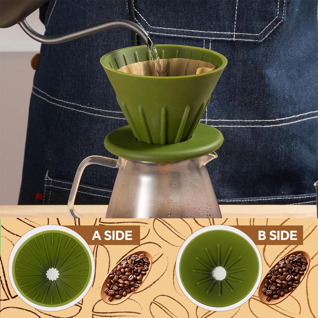 Supvox Coffee Dripper for Customized Brewing with Double Sided Design and 10.2 cm Tray | Food Grade Silicone