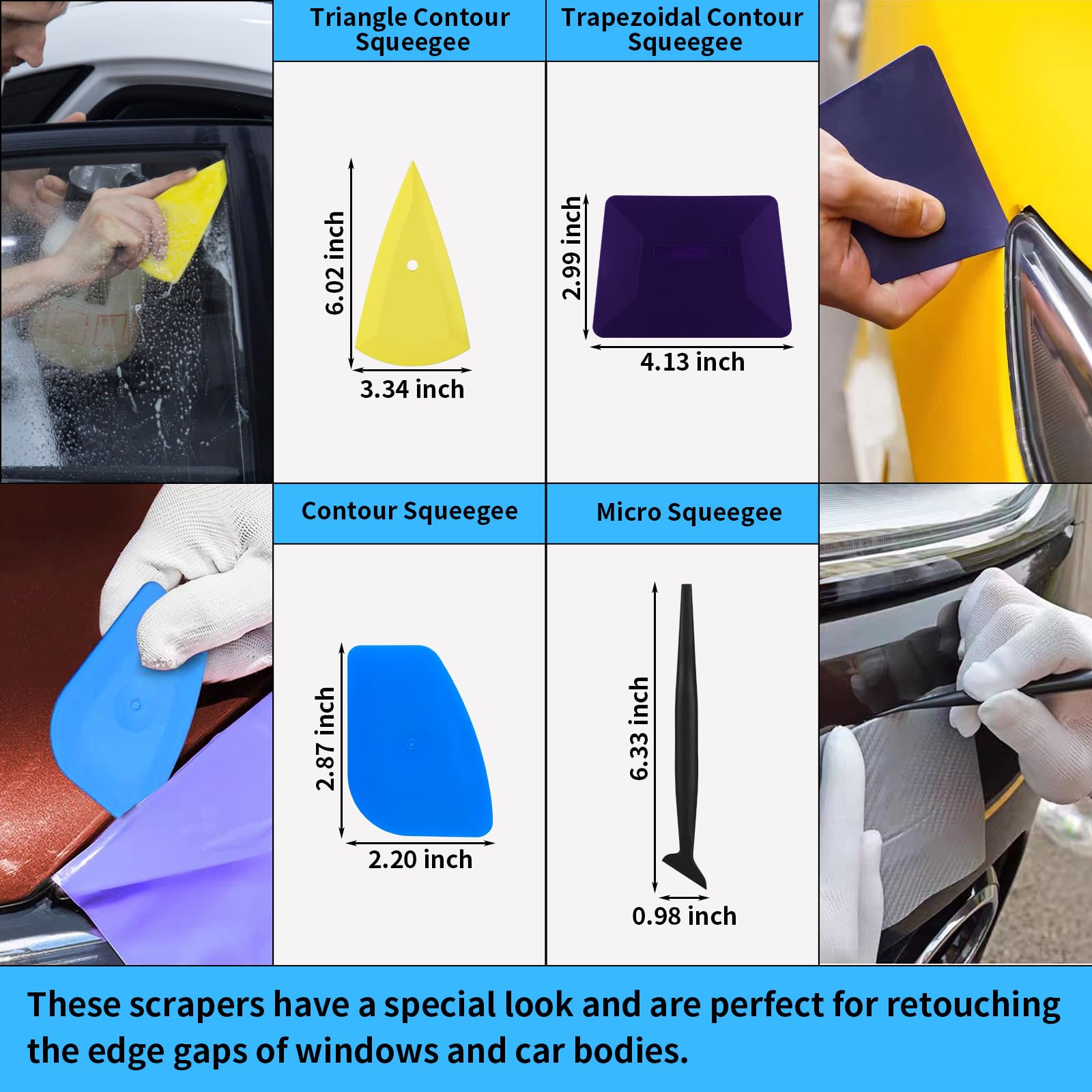 STHIRA Car Window Film Tint Tool Kit 12 Pcs for Vinyl Wrap with Ergonomic Handles | DIY and Professional Use