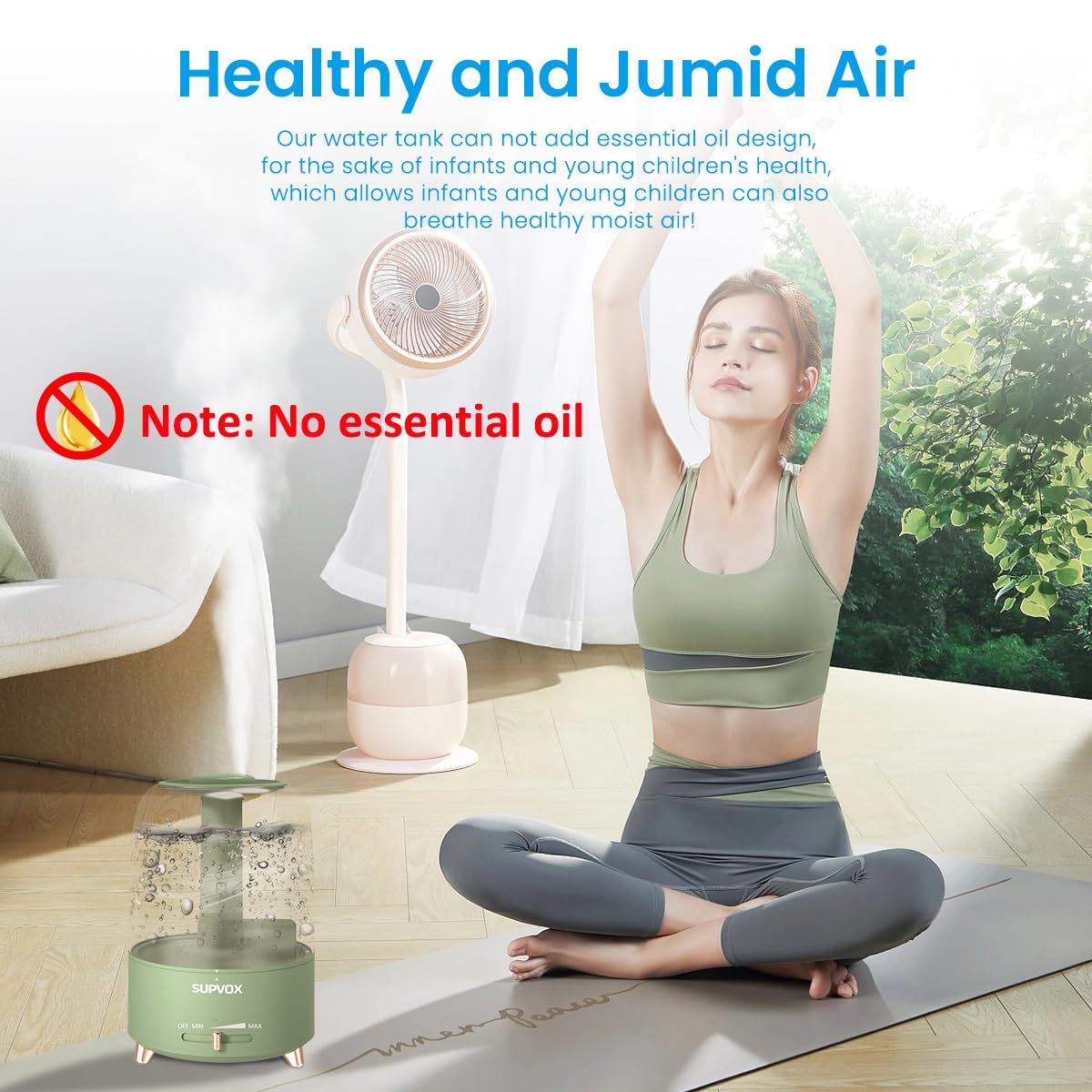 Supvox Humidifier for Bedroom and Baby with 4.2L Tank 360° Rotating Nozzle | Ultra Quiet Auto Shut-Off