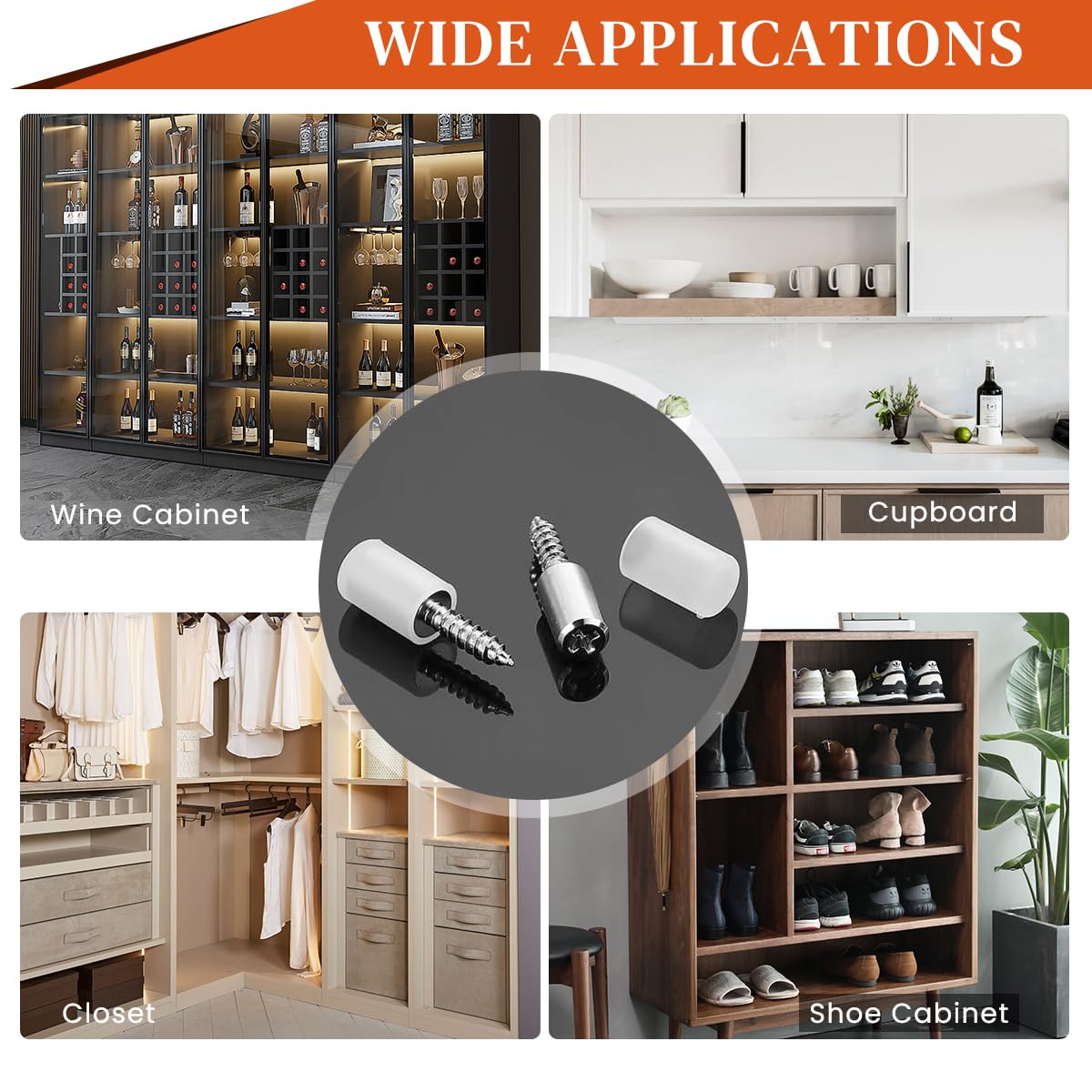 HASTHIP Shelf Support Pegs for Cabinets and Bookcases with 20 pcs Nickel Plated Iron Pins | Anti Slip Silicone Sleeve