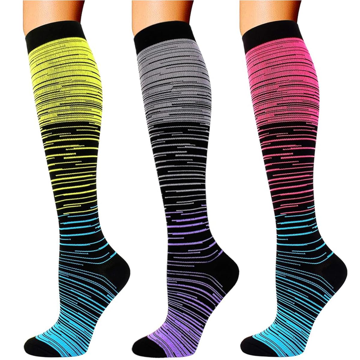 Optifit® Classic Football Stockings, Knee Length Stockings, Football Socks, Soccer Socks, Sports Socks, Football Stockings for Men & Women (3 Pairs)