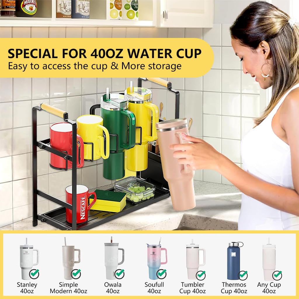 Supvox Water Bottle Holder for Stanley 40 oz Tumbler with Double Layer Carbon Steel Frame | 46x19.2x41 cm Kitchen and Bar Organizer
