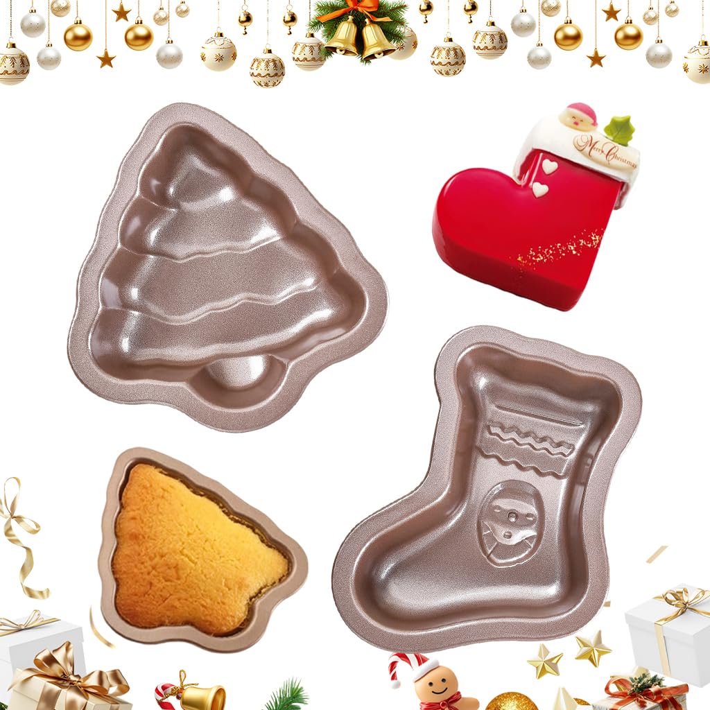 Supvox Christmas Boots Shape Mini Cake Pan featuring 5.3 in Pie Molds in Bronze Color
