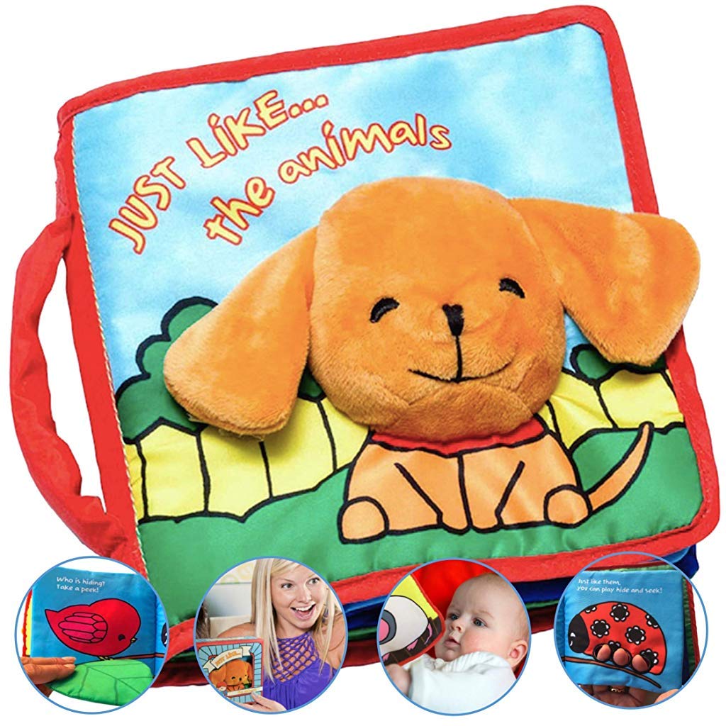 SNOWIE SOFT Baby Cloth Book, Cartoon Bunny Cloth Books for Babies Newborn Baby Toys 3D Touch Feel Soft Books for Babies Early Learning Toy, Stroller Hanging Toy Sensory Toy Gift for Baby 0-12 Months