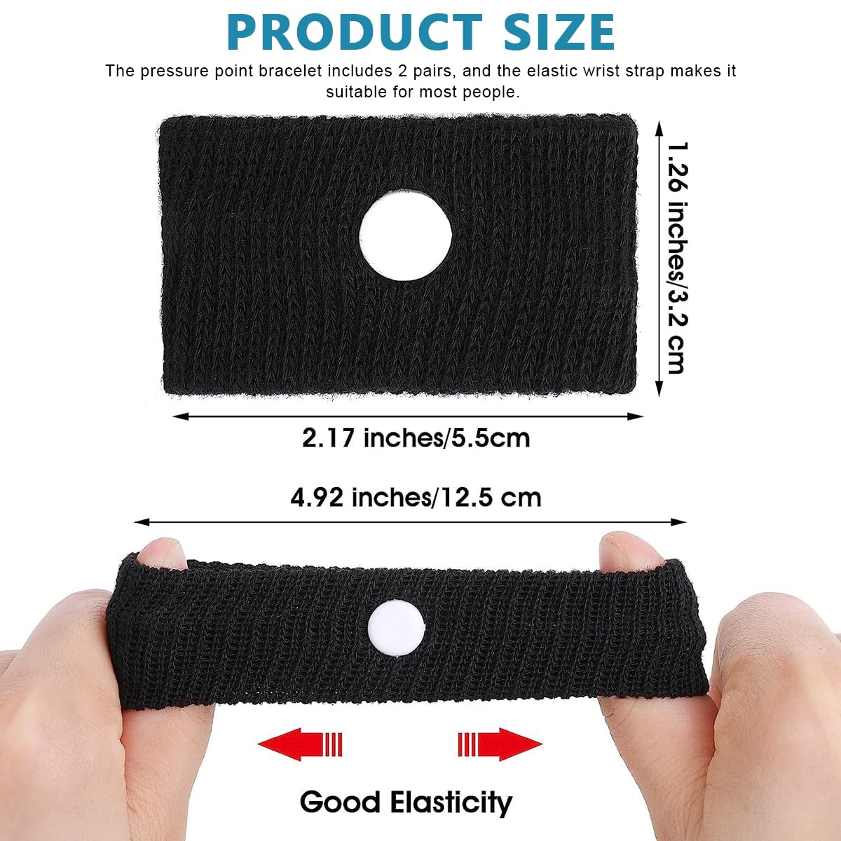 HANNEA Motion Sickness Bands for Travel Relief with Acupressure Neiguan Point | 2 Pairs Grey and Black