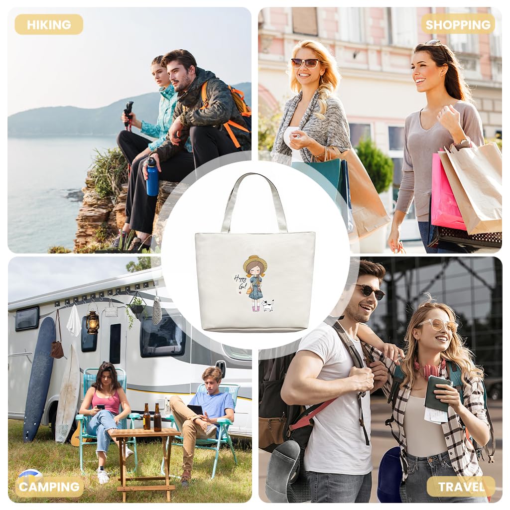 Zibuyu Cotton Canvas Tote Bag for Shopping and College with Foldable Washable Design | White 1 Pc