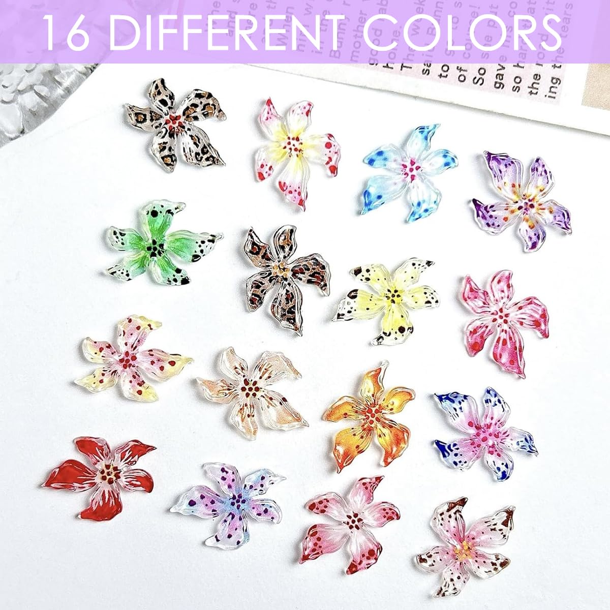 MAYCREATE Flower Nail Art Charms for DIY Nails with 60pcs 3D Jelly Resin Floral Gems | Summer Decorations