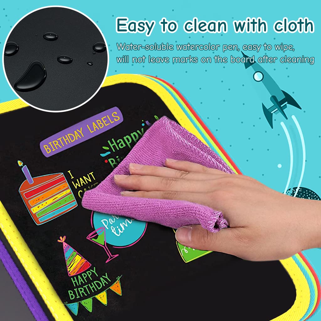 PATPAT® Erasable Doodle Book for Kids Big Size Magical Reusable Drawing Book 14 Pages Reusable Drawing Pads with 12 Water-Soluble Chalk Markers Portable Busy Toy Painting Xmas Gifts Set for Boys Girls