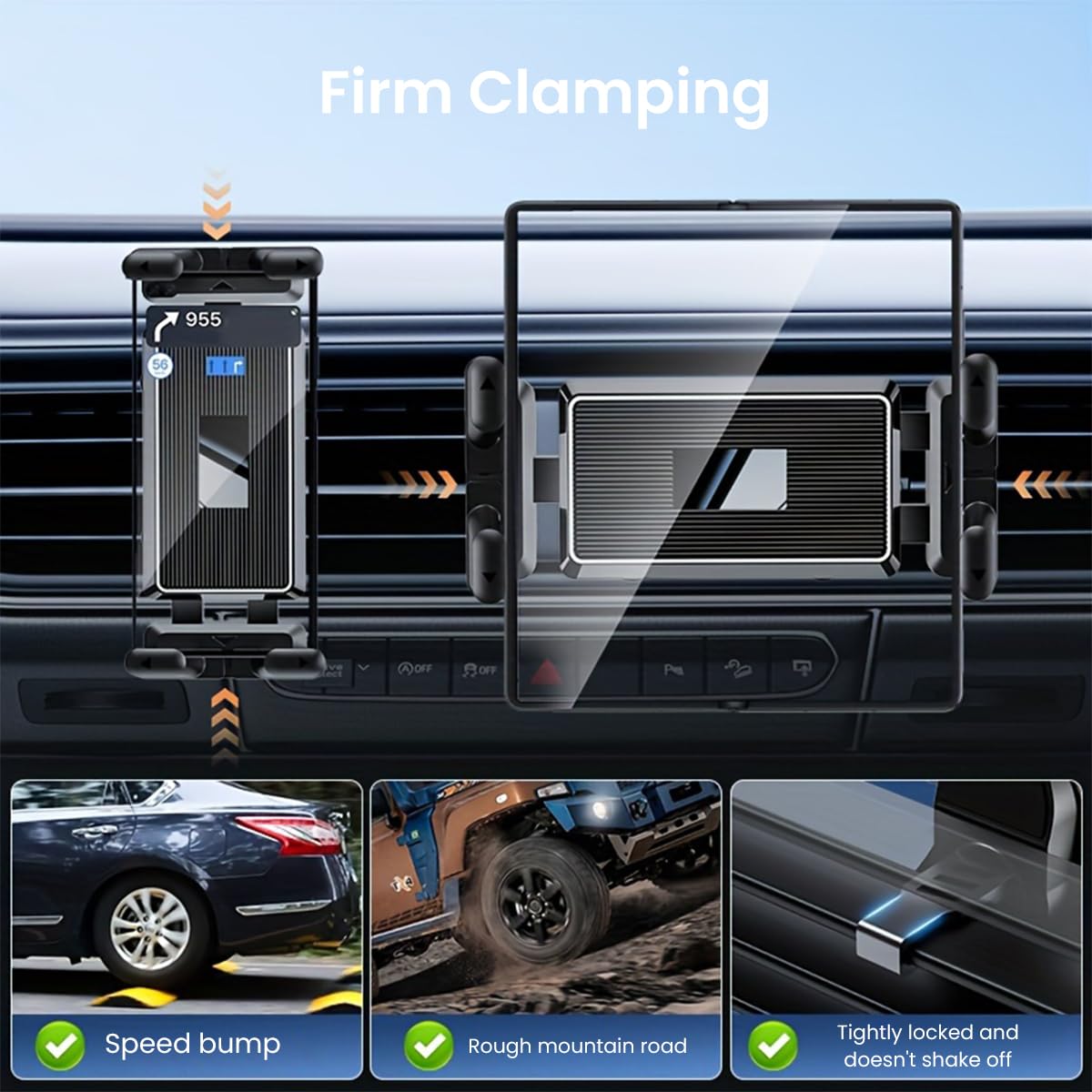 STHIRA Universal Phone Holder for Car Air Vent featuring 360° Rotation and Metal Hook Clamp | Fits 4.7–12.9 in Devices