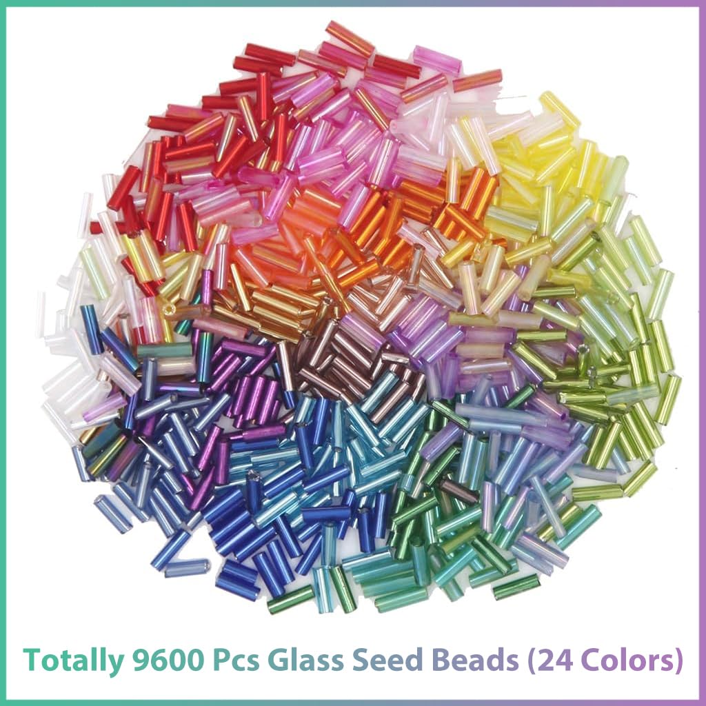 Venzina Tube Beads Kit for DIY Jewelry Making with 5000 pcs 2x6mm Beads in 24 Colors | Includes Charms and Letter Accessories