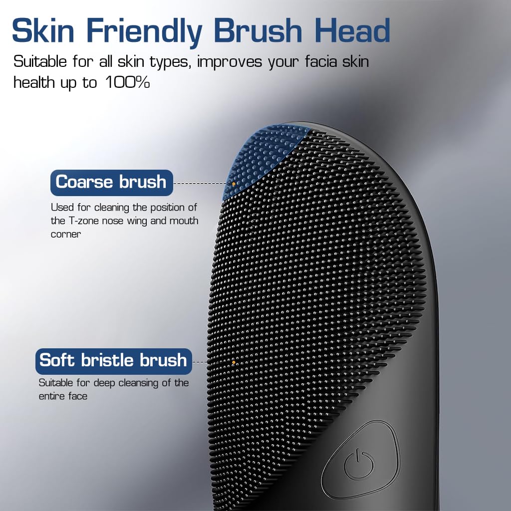 HANNEA Electric Silicone Scrubber for Facial Cleaning with 4 Modes and IPX7 Waterproof | USB Rechargeable Heating Face Brush in Pink