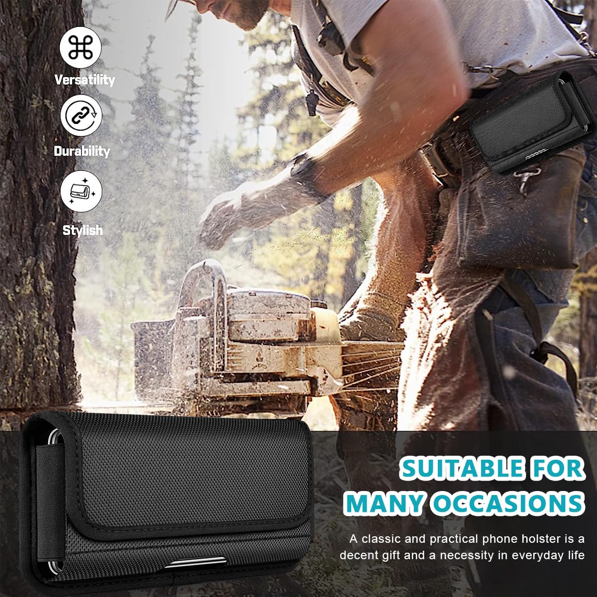 GUSTAVE Phone Holster Clip On Case for Galaxy S23 S22 Ultra and Note Series | Nylon Protective Holder for Men